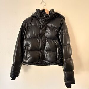Black Puffer Hooded Jacket